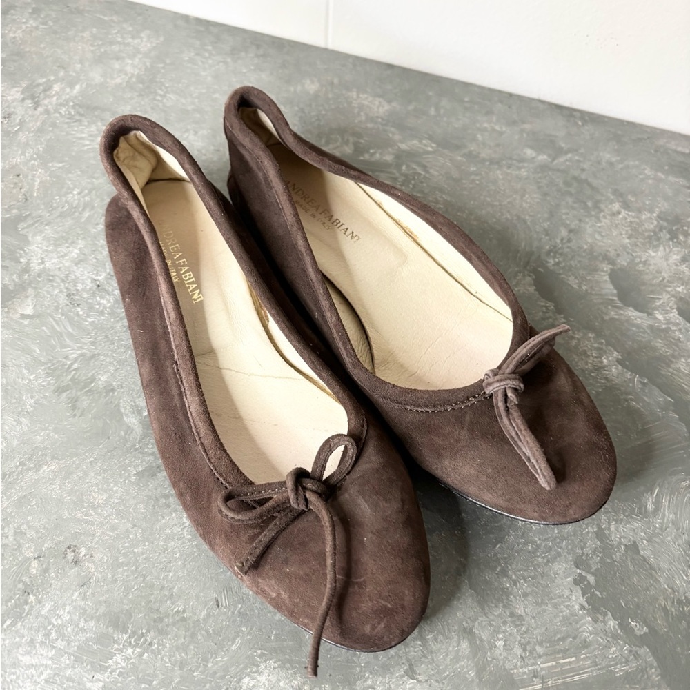 Stuart Weitzman Brown Suede Ballet Flats